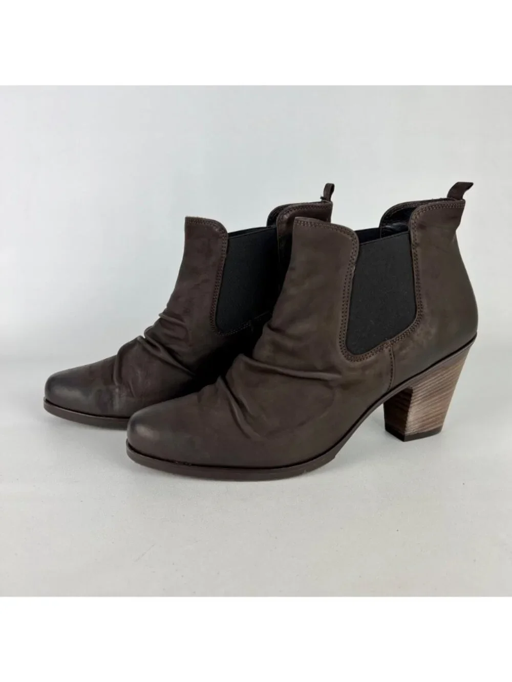 Paul Green Womens Jano Brown Leather Scrunch Chelsea Ankle Boot size US 8.5 UK 6